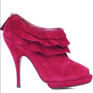 MOSCHINO Wine Pink Suede Short Booties